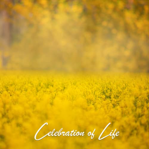 Funeral Guest Books Celebration Of Life: Yellow Flower Field | Memorial Funeral Guest Book
