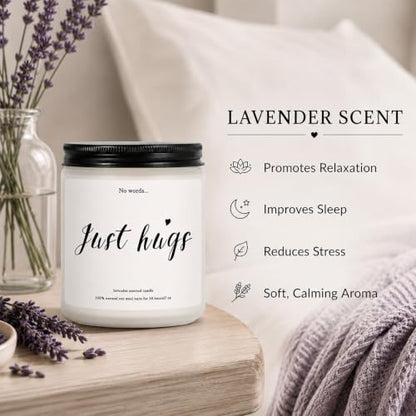 Sympathy Gifts for Loss of Loved One, Lavender Memorial Candle | 7 oz natural soy wax, cotton wick, and up to 50 hours of steady glow for grief, miscarriage, thinking of you, or recovery.