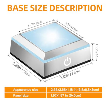 EUSTUMA LED Light Base Non-Slip Square Display Stand In A Variety of Colors,Suitable for Glass Crystal Spherical Artwork (Silver Flat Top Surface) - color: Silver Flat Top Surface