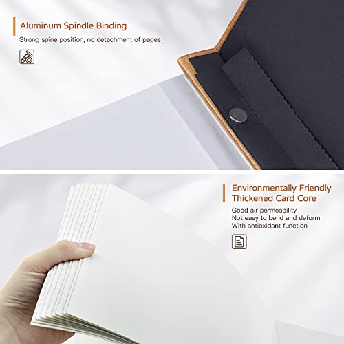 Popotop Large Photo Album Self Adhesive 4x6 5x7 8x10 Scrapbook Album DIY Picture Book,Gifts for Mom,Family Baby and Wedding,with Metal Pen and Plastic Board - color: Dark khaki, size: 11.5"x10.6"40pages