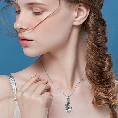 PELOVNY Urn Necklace for Ashes 925 Sterling Silver Butterfly Dragonfly Bee Phoenix Hummingbird Urn Necklaces Animal Crystal Cremation Jewelry for Ashes Cat Dog Pet Memorial Gifts - color: 20-Dragonfly Urn