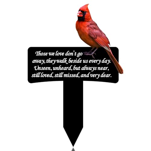 Cardinals Grave Decorations for Cemetery Memorial Plaque Stake for Grave, 14.2" H*9.5" W Metal Cardinal Garden Decor Graveside Decorations Sympathy Stakes for Outdoors Memorial Gift for Yard