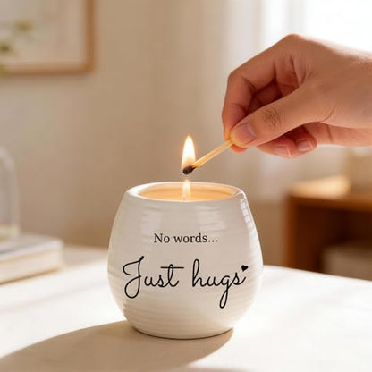Sympathy Gifts for Loss of Loved One - No Words Just Hugs Candle | 10oz Lavender Scented Candle, Memorial Gifts, Bereavement, Grief, Thinking of You, Get Well, Condolence Candle for Women