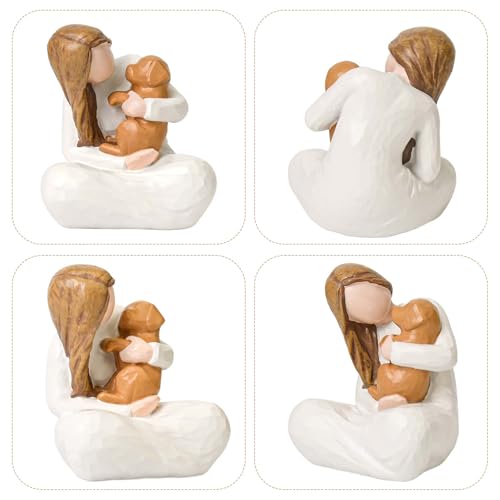 Pet Memorial Gifts for Loss of Dogs,Sculpted Hand-Painted Resin Dog Figure - style: Girl with golden retriever