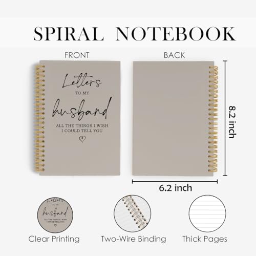 Letters to My Husband Spiral Notebook, Memorial Gifts for Loss of Husband Journal, Sympathy Bereavement Grieving 5.5"x8.3" 164Pages Lined Notebooks College Ruled Gifts for Loss of Husband - color: letters husband