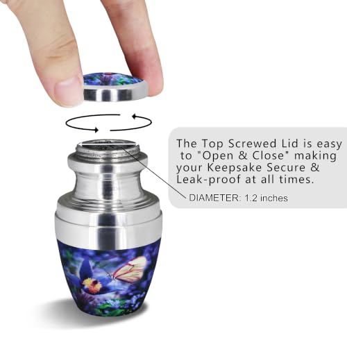 M MEILINXU Blue Butterfly Small Urns, Mini Urns for Human Ashes, Keepsake - color: Blue, size: Small / Keepsake