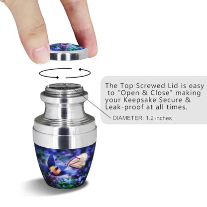 M MEILINXU Blue Butterfly Small Urns, Mini Urns for Human Ashes, Keepsake - color: Blue, size: Small / Keepsake