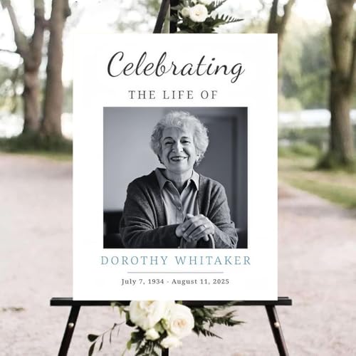 Funeral Welcome Sign, Celebration of Life Black and White Minimalist Modern - color: Version #20