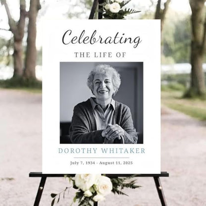 Funeral Welcome Sign, Celebration of Life Black and White Minimalist Modern - color: Version #20