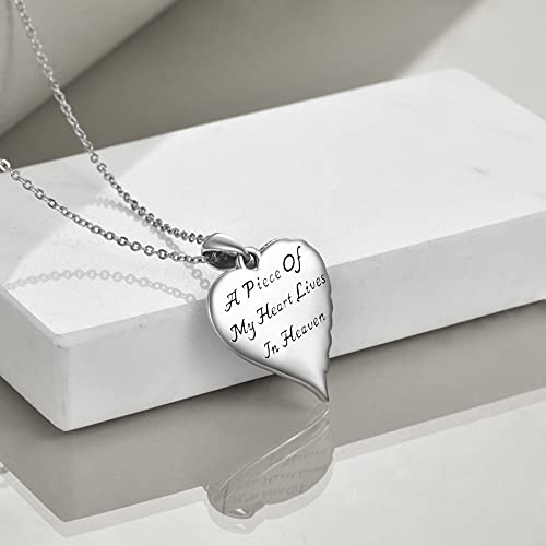 YFN Guardian Angel Wings Heart Necklace Sterling Silver Angel Wings Memorial Sympathy Jewelry for Women Girls Gifts - style: angel memorial necklace