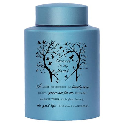 6 Inches Small Urn for Human Ashes Stainless Purple Mini Cremation Urn Small Keepsake Urn Memorial Ashes Container-Blue - size: Heart Tree-Blue