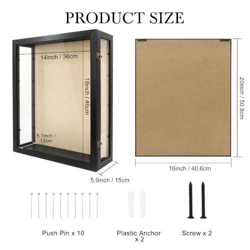 16x20x6 Extra Deep Shadow Box Large with 3 Removable Panels,Black - color: Black, size: 16x20x6