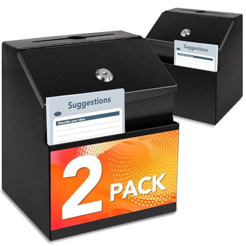 Suggestion Boxes with Slot and Lock,2 Pack Metal Donation Boxes