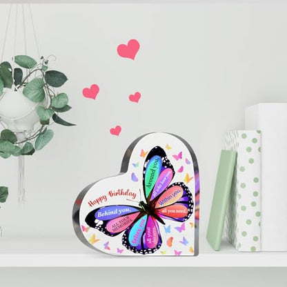 Butterfly Acrylic Birthday Gift, Keepsake for Women, Men, Friends, Sister, Bestie, Coworker - Table, Desk Sign for Home - style: Happy Birthday