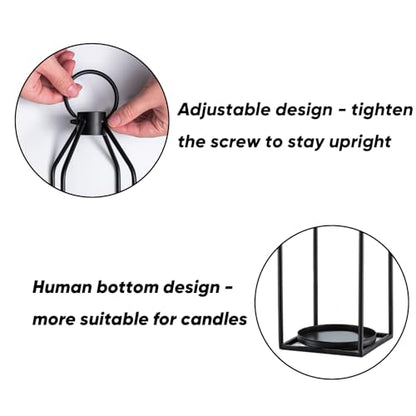 Homemory Modern Farmhouse Black Metal Lanterns 2PCS with Flameless Candle - color: Black