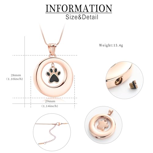 Dog Paws Cremation Jewelry Pet/Cat/Dog Paws Urn Necklaces for Ashes Stainless Steel Pet Ashes Holder Memorial Keepsakes Locket Pendant Jewelry for Men Women - color: Customize