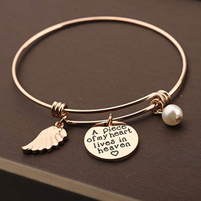 Memorial Jewelry Sympathy Gift A Piece of My Heart Lives In Heaven Lariat Y Necklace Loss Jewelry Gift - color: a piece bracelet rg