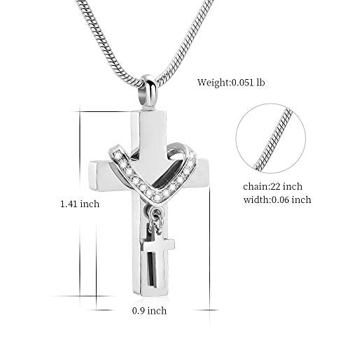 Forever in My Heart Birthstone Personalized Double Cross Urn Pendant Cremation Jewelry for Ashes Cross Ashes Keepsake - color: Customize-1