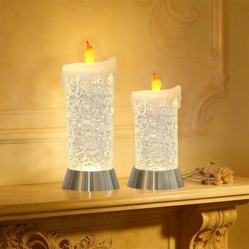 8.65" Lighted Acrylic Flameless LED Candles Swirling Glitter Globe - size: 8.65" Flameless Candles Figurine