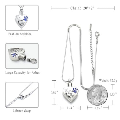 memorial jewelry Your Wings were Ready, But My Heart was Not Stainless Steel Carved Locket Cremation Urn Necklace for Pet Dog Cats - color: Your Wings-Blue