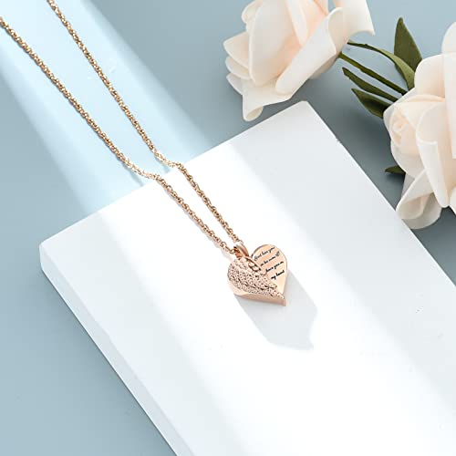 shajwo Cremation Heart Urn Necklace Ashes Jewelry for Women Men Keepsake Pendant Memorial Locket Ash Holder - color: Wing-Rose Gold
