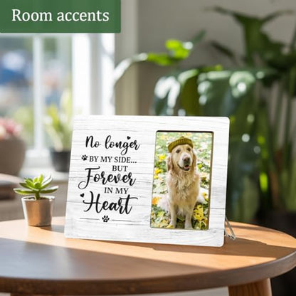Dog Memorial Gifts Wooden Picture Frame, Loss of Dog Gifts Picture Frames, No longer by My Side Forever in My Heart - color: Paw