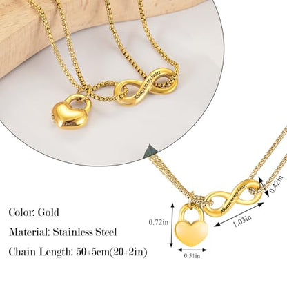 XIUDA Infinity Urn Necklace for Human Ashes Always in My Heart Cremation Necklace Stainless Steel Memorial Ash Jewelry for Women - color: Gold