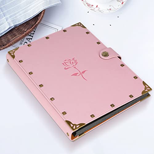 ZEEYUAN Mothers' Day Gift Scrapbook Album for Mom, Leather Photo Album Journal Scrap Book Family Scrapbook Gift for Mom Grandma - color: Pink