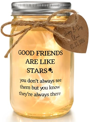 Friendship Gifts for Women - Mason Jar Night Light Unique Birthday Gifts | Unique Birthday Present, Meaningful Appreciation Keepsake, Coworker Farewell, Sentimental 15oz Glass - style: GOOD FRIENDS