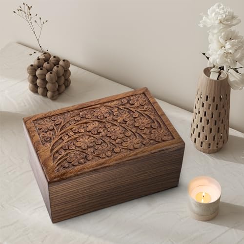 SIC Keepsake Urn for Ashes, Engraved Rosewood, 14 cu in | keepsake share of ashes; hand-finished rosewood; 14 cu in - size: Keepsake - 14lbs
