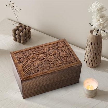 SIC Keepsake Urn for Ashes, Engraved Rosewood, 14 cu in | keepsake share of ashes; hand-finished rosewood; 14 cu in - size: Keepsake - 14lbs
