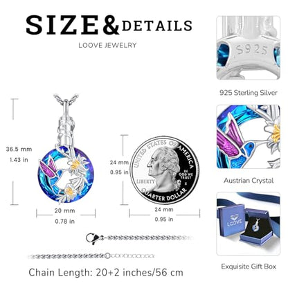 Urn Necklace for Ashes for Women/Men 925 Sterling Silver Cremation Jewelry w/Funnel Filler Memorial Jewelry Gifts - color: E-Hummingbird 1, style: Non - Customized