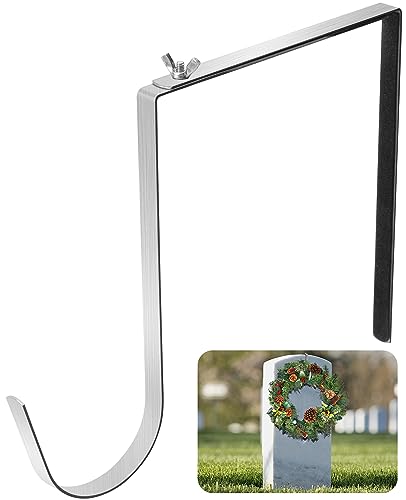 Christmas Headstone Wreath Hanger, Adjustable Headstone Wreath Holder | Stainless Steel Cemetery Tombstone Wreath Stand Fit 6"-11" for Christmas Easter Memorial Day Gravestone Decoration - style: 1 Pc