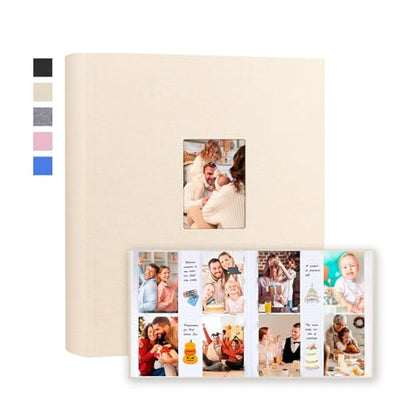 Photo Album 4x6 Vertical 600 Photos with Writing Space, Beige - color: Beige