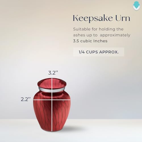 Geturns Embrace Keepsake Personalized Angel Cremation Urns for Human Ashes I Pearl Candy Red Funeral Urn for Men and Women with Double Side Engraving I 3.5 lbs - color: Pearl Candy Red