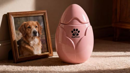 Peony Pet Cremation Urn, Resin Small Memorial Box for Cat or Dog Ashes(A-Pink) - color: Pink