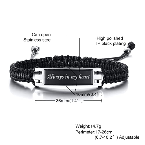MPRAINBOW Adjustable Cremation Memorial Urn Bracelet, Stainless Steel Cremation Manmade Braided Urn Bracelet Keepsake Urn Bracelet for Ashes with Fill Kit - color: style A-2PCS