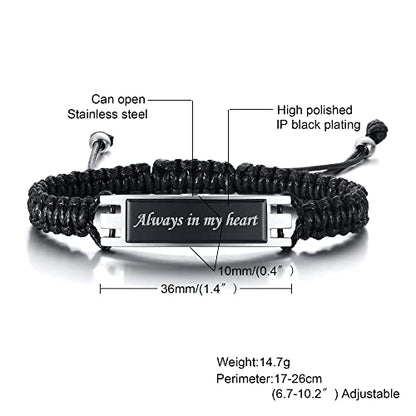 MPRAINBOW Adjustable Cremation Memorial Urn Bracelet, Stainless Steel Cremation Manmade Braided Urn Bracelet Keepsake Urn Bracelet for Ashes with Fill Kit - color: style A-2PCS