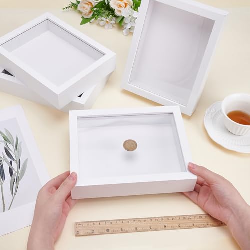 8 Pack 6x8 Inch Shadow Box Picture Frame, 3D Frames Shadow Box | Shadow Box Frame Bulk Wood Shadow Boxes Display Cases for Wedding Memories Crafts Awards Medals Tickets Photos, White - color: White