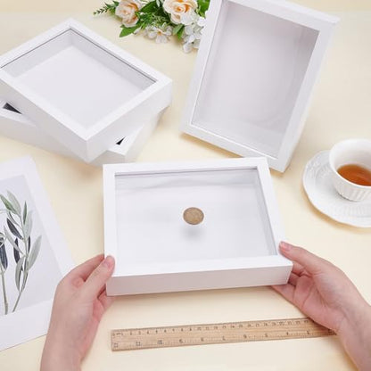 8 Pack 6x8 Inch Shadow Box Picture Frame, 3D Frames Shadow Box | Shadow Box Frame Bulk Wood Shadow Boxes Display Cases for Wedding Memories Crafts Awards Medals Tickets Photos, White - color: White