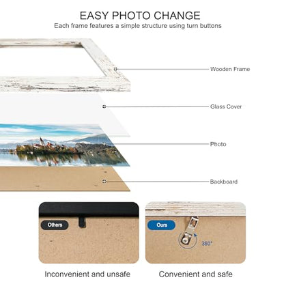 Hongkee 13x39 Puzzle Frame (2 Pack, Distressed White) - Real Glass, Wooden - color: Distressed White, size: 13x39 in without mat