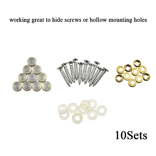 Hahiyo 12mm Diameter Mirror Screws Brushed Copper Material Solid Easy Install Brass Washer Decorative Caps Fasteners Nails Bronze 10 Pairs for Bathroom Mirrors Panels Kitchen Ceiling Arts Crafts - size: 12mm-10sets-Bronze