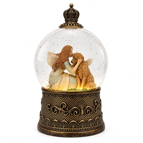 Dog Memorial Gifts for Loss of Dog Sympathy Gift，Snow Globe with Auto Swirling Glitter & 6H Timer, Battery or USB Powered, Dog Passing Away Gifts for Home Decor - color: Dog Memorial Black