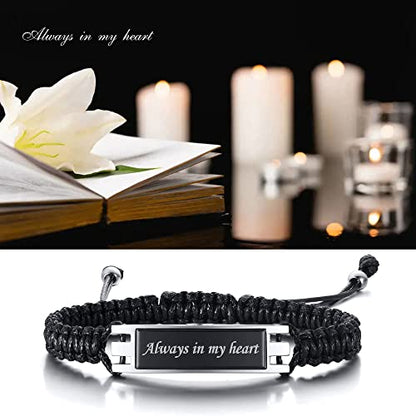 MPRAINBOW Adjustable Cremation Memorial Urn Bracelet, Stainless Steel Cremation Manmade Braided Urn Bracelet Keepsake Urn Bracelet for Ashes with Fill Kit - color: style A-2PCS