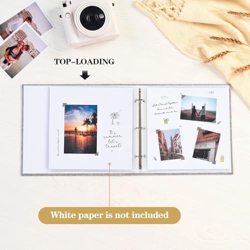Mublalbum 8x8 Inch 3 Ring DIY Scrapbook Photo Album 40 Pages, Beige - color: Beige, size: 8x8 Inch 40 Pages