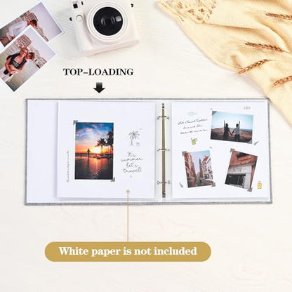 Mublalbum 8x8 Inch 3 Ring DIY Scrapbook Photo Album 40 Pages, Beige - color: Beige, size: 8x8 Inch 40 Pages