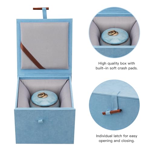 Mini Pet Urn, Small Pet Memorial Urn Handmade Ceramic Pet Urn Suitable for Home or Office Urn with Delicate Box - Blue (Blue)