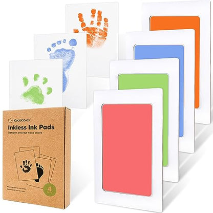 4pk Inkless Baby Hand and Footprint Kit, Mess Free Ink Pads (Candy, R) - color: Candy, size: 4-Pack, Regular 2.3" x 3.7"