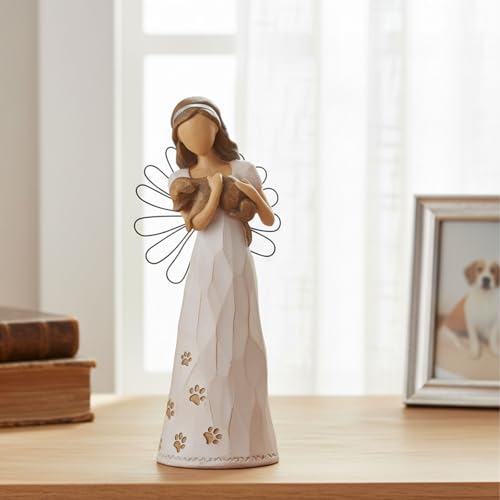 NAN ZAI NAN FANG Dog Angel Statue Friendship Gifts for Dog Lovers Women | 6.7" Loss of Pet Sympathy Memorial Remembrance Gift Resin Sculpted Hand-Painted Figure - style: Angle with Dog