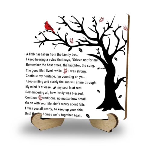 A Limb Has Fallen from The Family Tree Sympathy Wooden Plaque with Stand - color: In Loving Memory